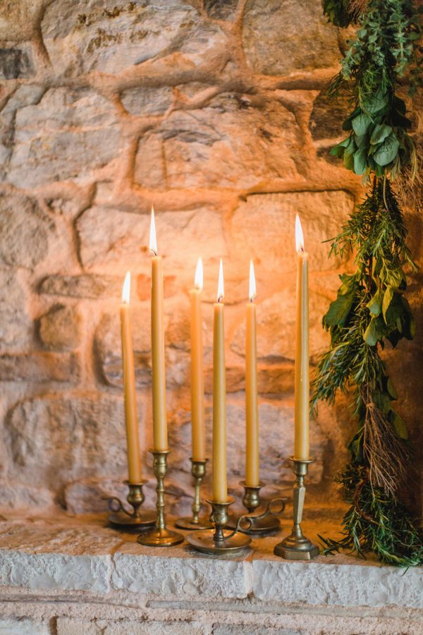 Wedding ceremony set up in natural colors and stony textures in Pyrgos Petreza Athens.