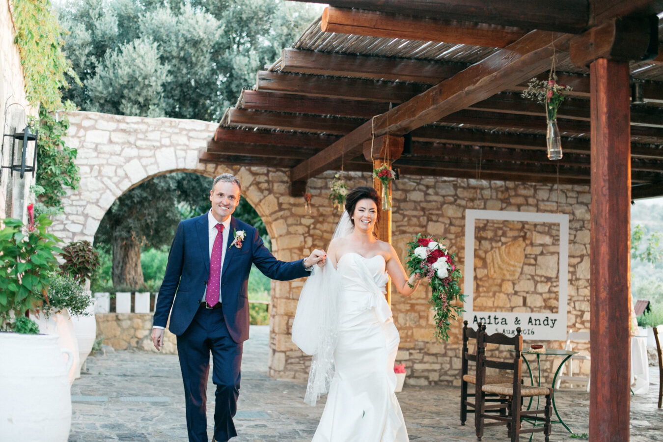 Destination wedding reception party in Agreco Farm, Crete.