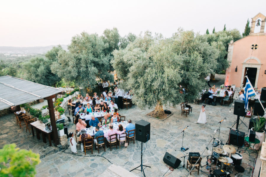 Destination wedding reception party in Agreco Farm, Crete.