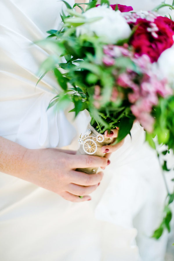 Detail of a bridal bouquet.