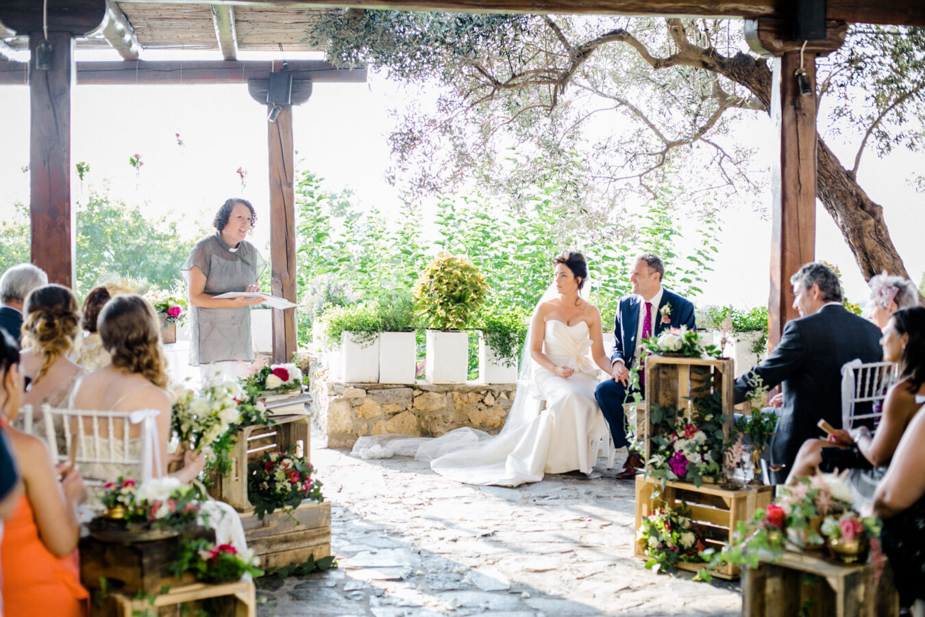 Destination wedding ceremony in Crete, Greece.