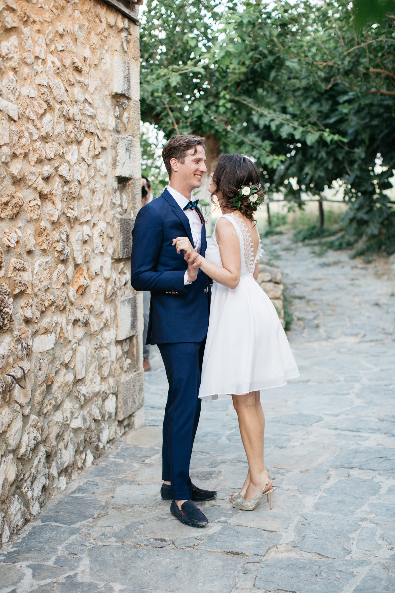 Sweet first look wedding moments at Grecotel Agreco Farm Crete Greece.
